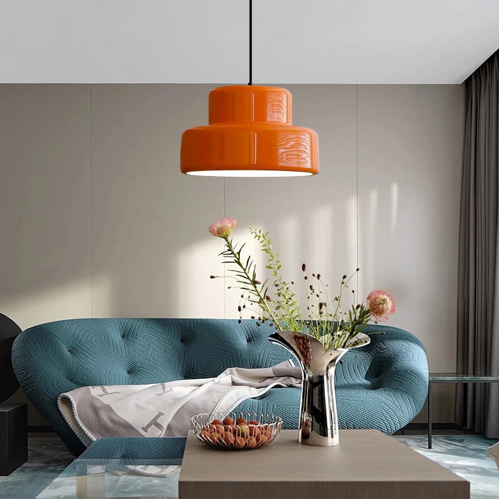 Modern Vintage Bauhaus Orange Pendant Light