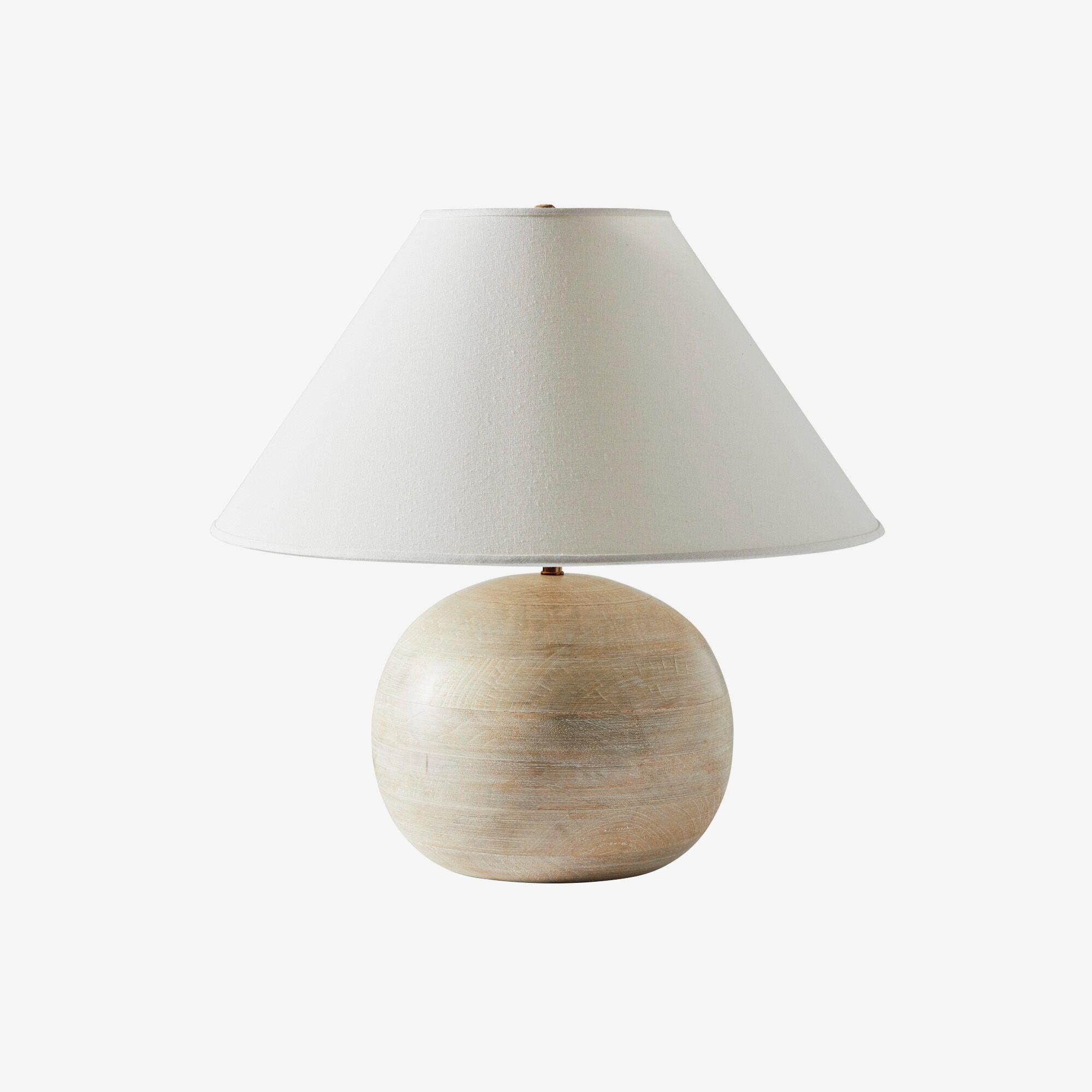 Beachside Whitewashed Wood Table Lamp with White Fabric Shade for Modern Bedside Lighting