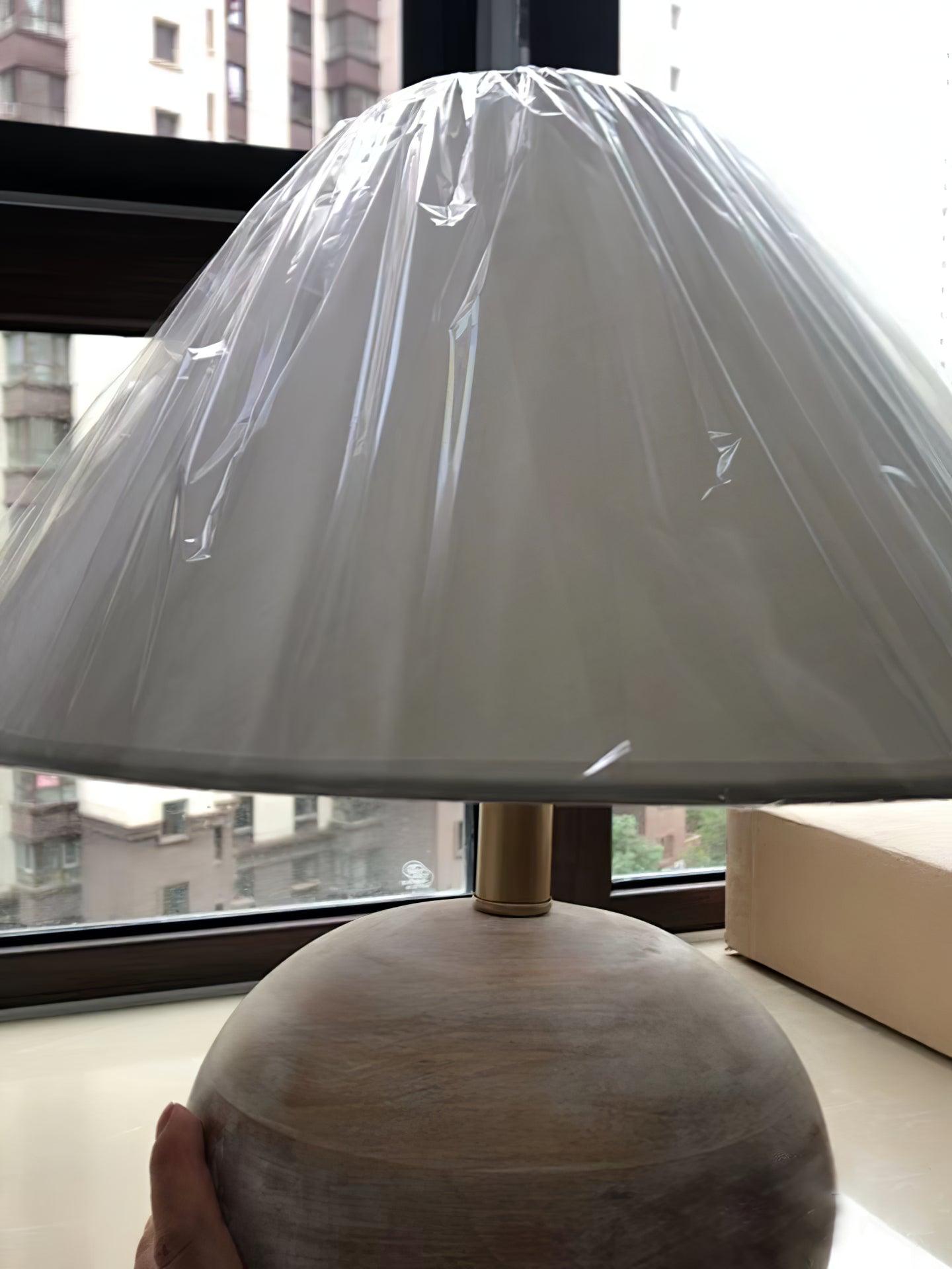 Beachside Whitewashed Wood Table Lamp with White Fabric Shade for Modern Bedside Lighting