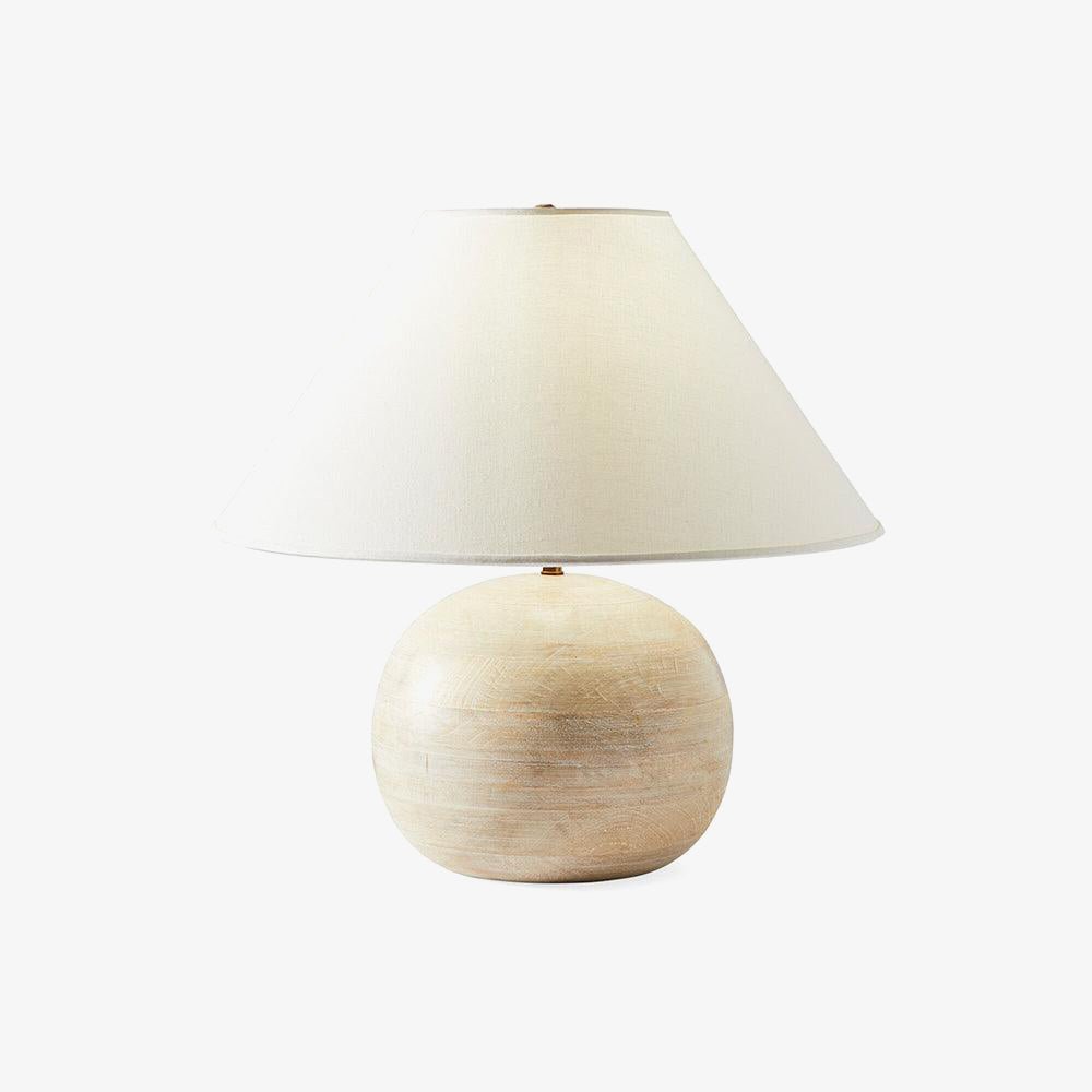 Beachside Whitewashed Wood Table Lamp with White Fabric Shade for Modern Bedside Lighting