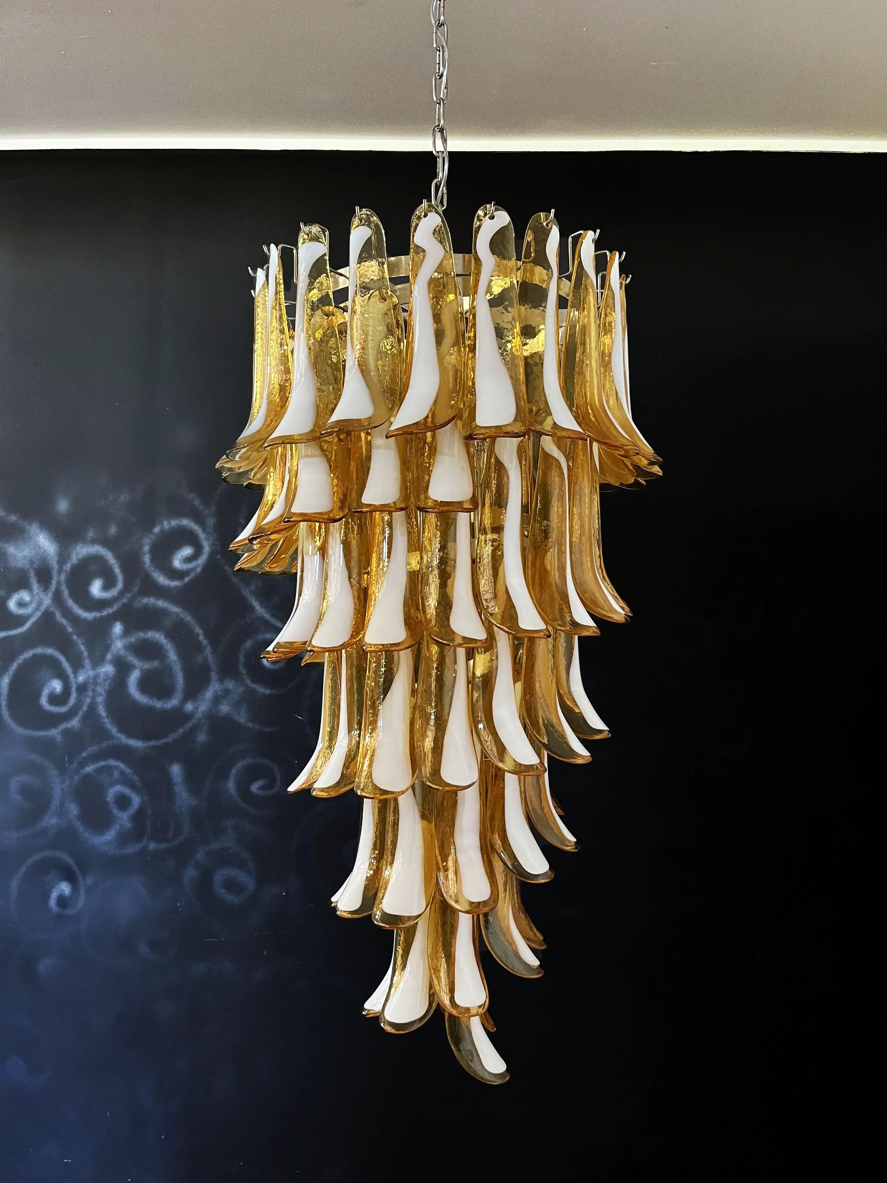 murano-style-amber-glass-petal-spiral-chandelier-handcrafted-elegant-pendant-light