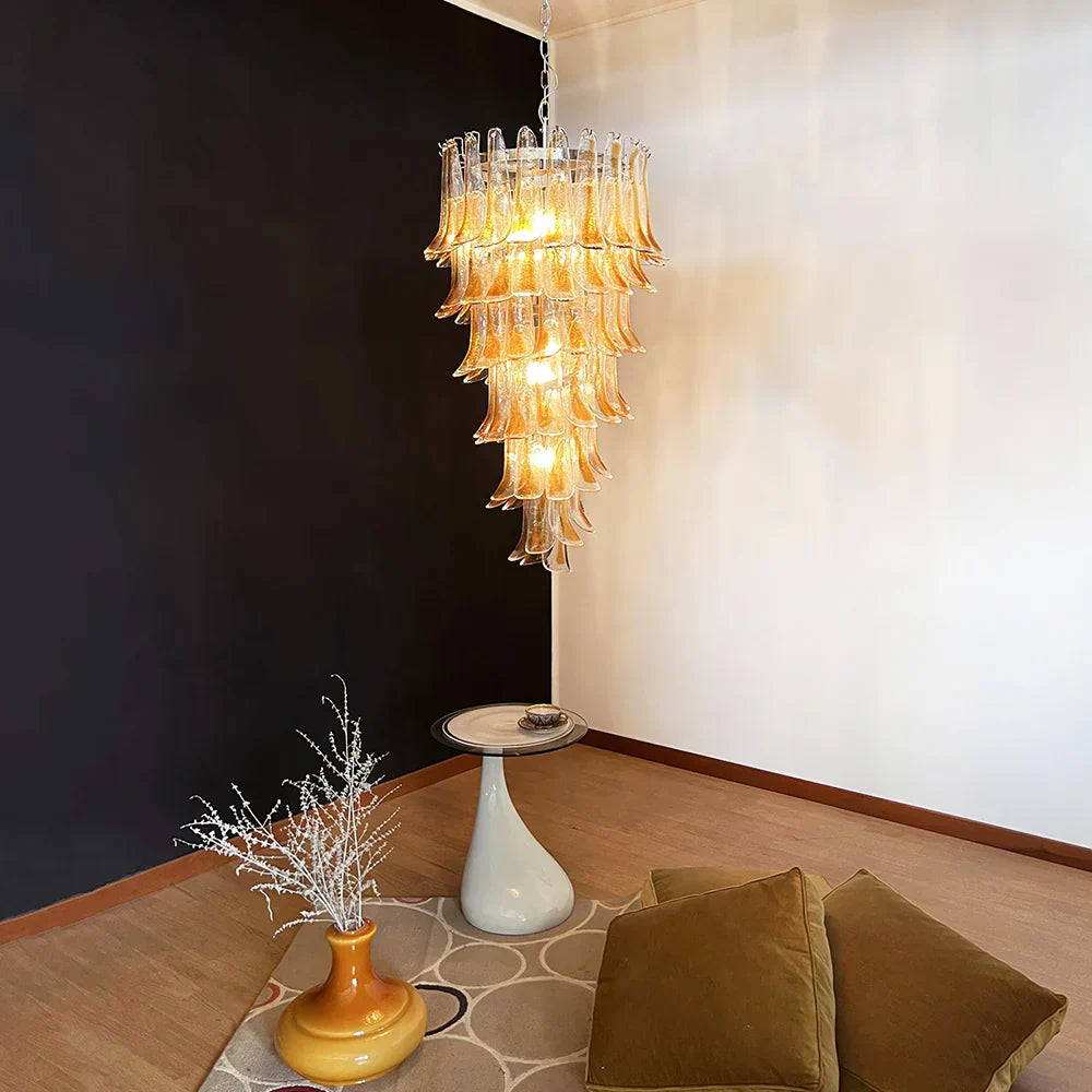 murano-glass-petal-spiral-chandelier-luxury-transparent-glass-pendant-light