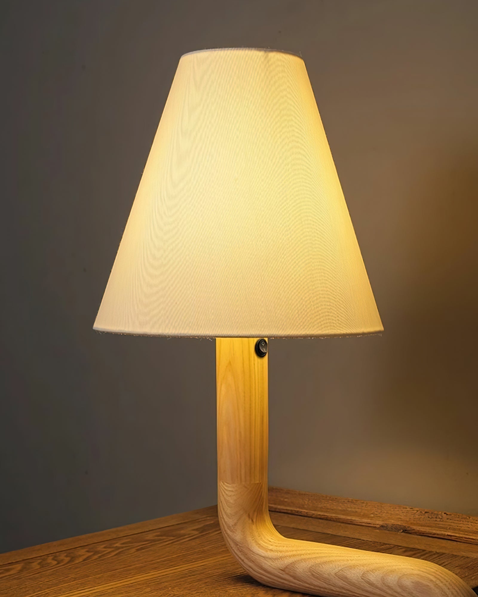 Modern Organic Bend Wood Table Lamp Minimalist Mid Century Bedside Desk Light