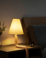 Modern Organic Bend Wood Table Lamp Minimalist Mid Century Bedside Desk Light