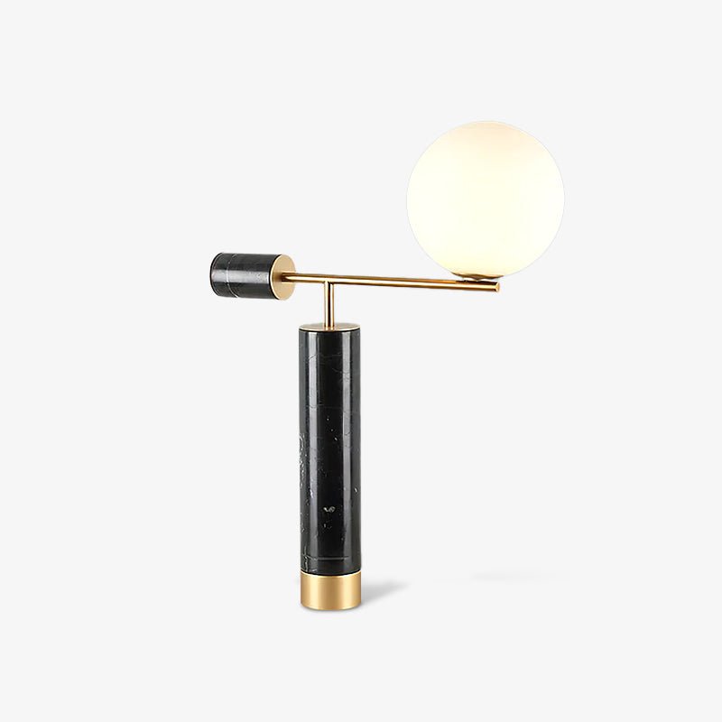 Modern Geometric Terrazzo Table Lamp with Spherical Glass Shade for Home Office