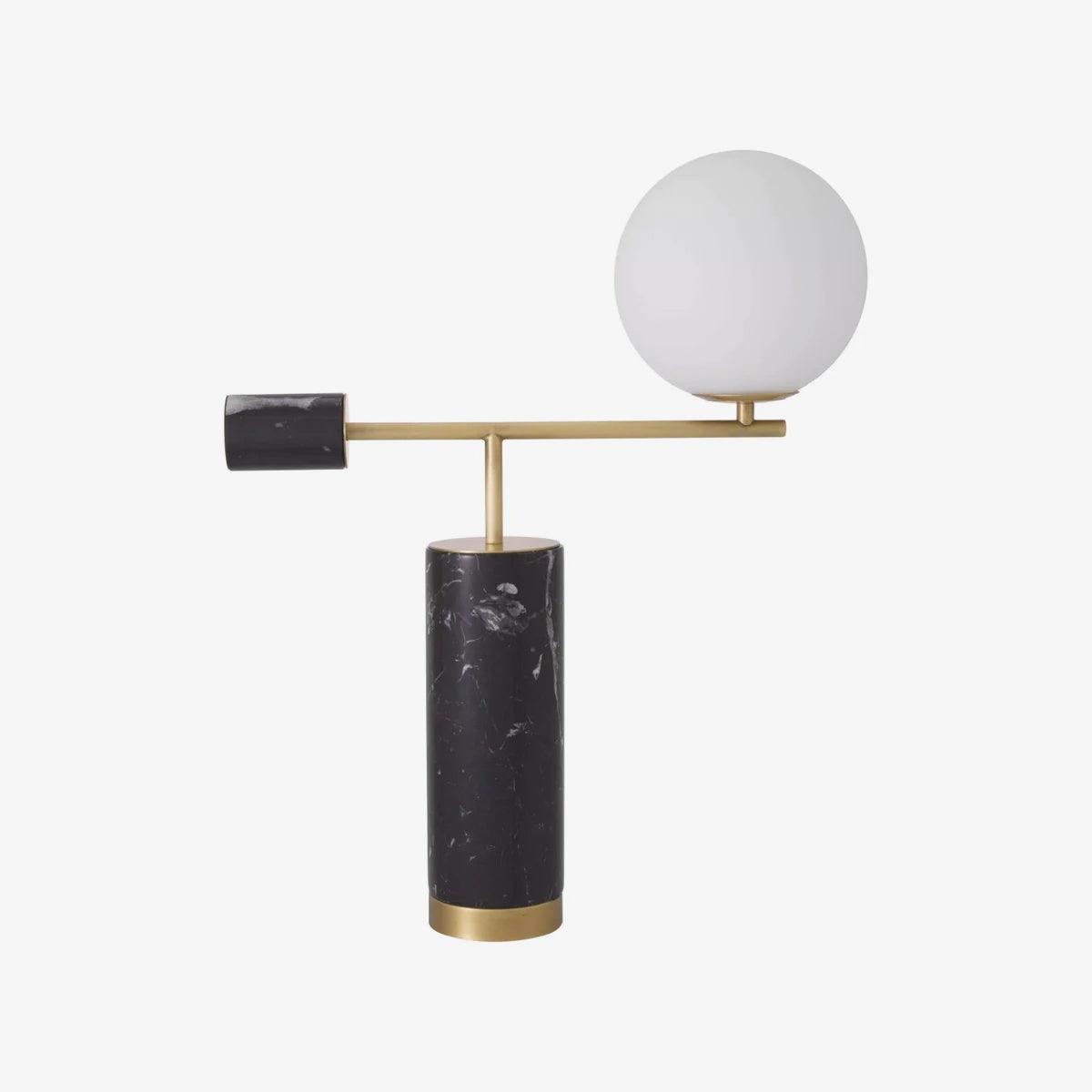 Modern Geometric Terrazzo Table Lamp with Spherical Glass Shade for Home Office