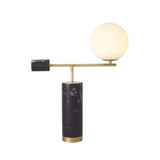 Modern Geometric Terrazzo Table Lamp with Spherical Glass Shade for Home Office