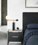 Modern Geometric Terrazzo Table Lamp with Spherical Glass Shade for Home Office