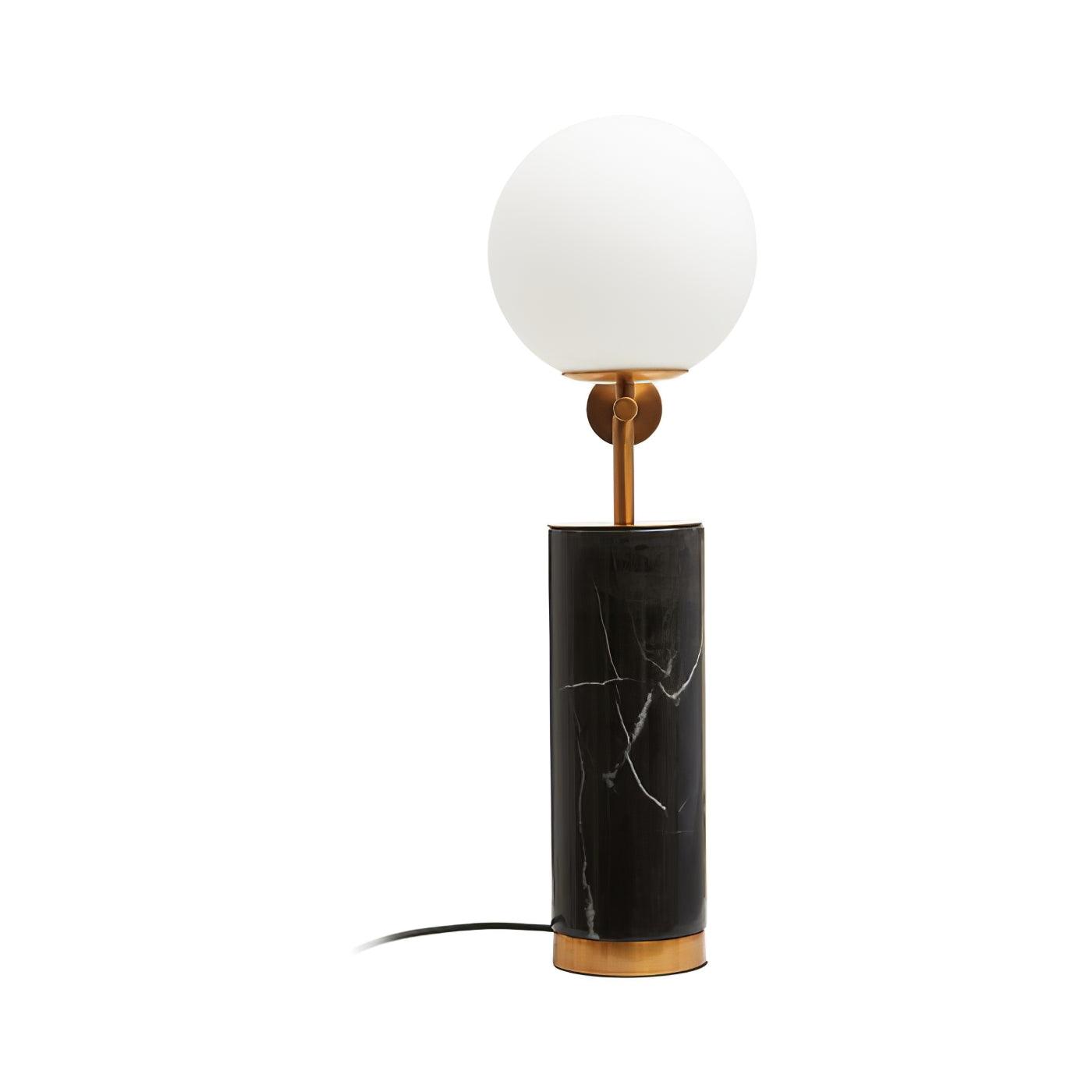 Modern Geometric Terrazzo Table Lamp with Spherical Glass Shade for Home Office