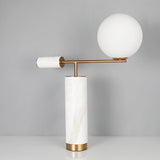 Modern Geometric Terrazzo Table Lamp with Spherical Glass Shade for Home Office