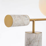Modern Geometric Terrazzo Table Lamp with Spherical Glass Shade for Home Office