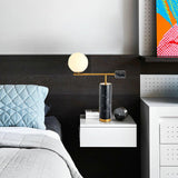 Modern Geometric Terrazzo Table Lamp with Spherical Glass Shade for Home Office
