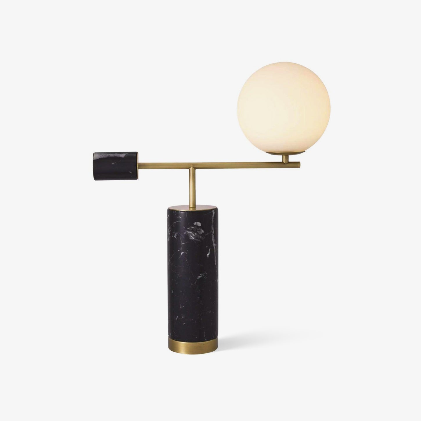 Modern Geometric Terrazzo Table Lamp with Spherical Glass Shade for Home Office