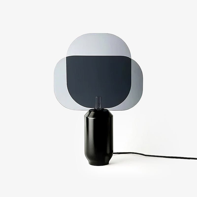 Bery Modern Table Lamp with Geometric Smoke Gray Acrylic Shade and Black Iron Base