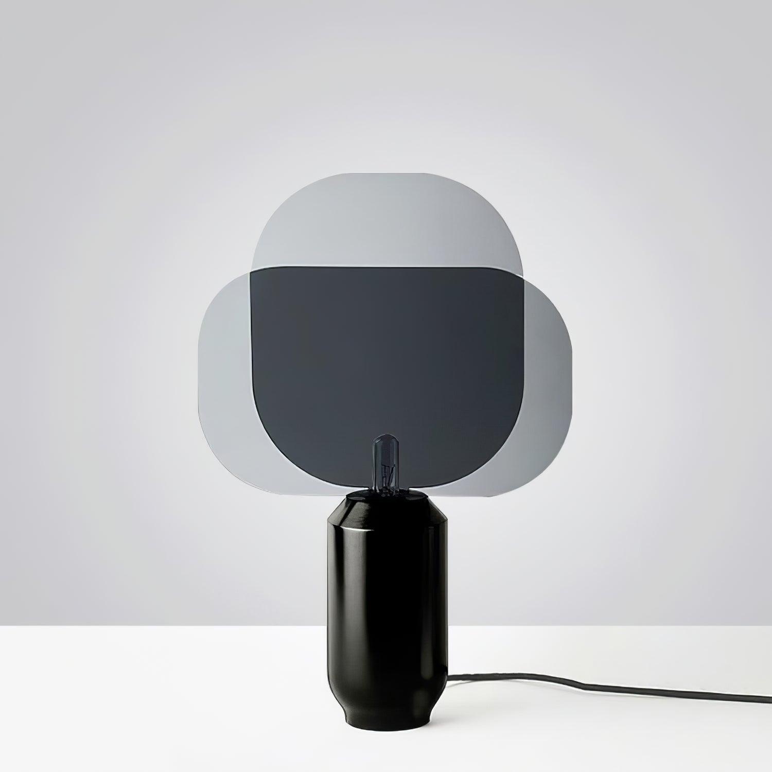 Bery Modern Table Lamp with Geometric Smoke Gray Acrylic Shade and Black Iron Base