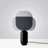 Bery Modern Table Lamp with Geometric Smoke Gray Acrylic Shade and Black Iron Base