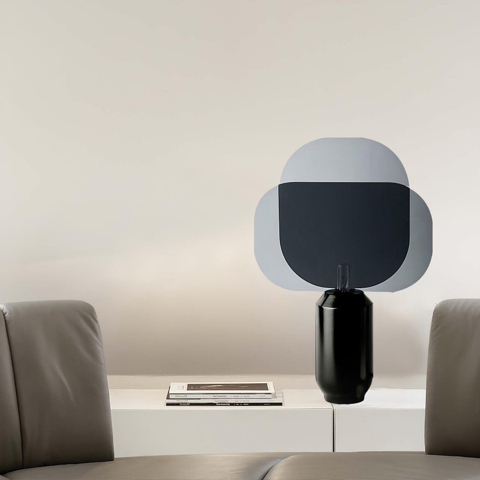 Bery Modern Table Lamp with Geometric Smoke Gray Acrylic Shade and Black Iron Base