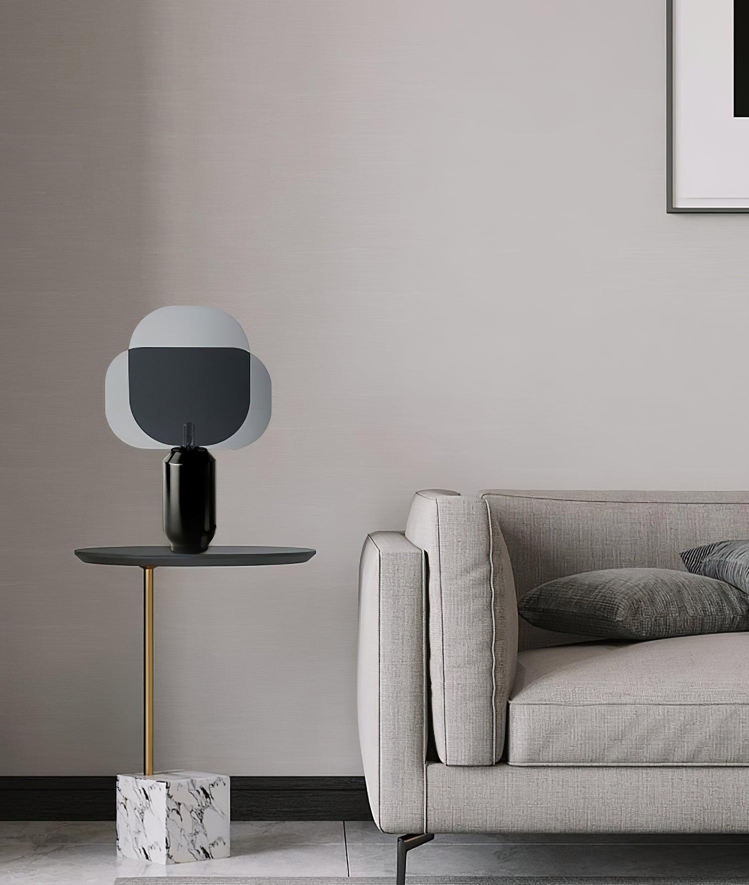 Bery Modern Table Lamp with Geometric Smoke Gray Acrylic Shade and Black Iron Base