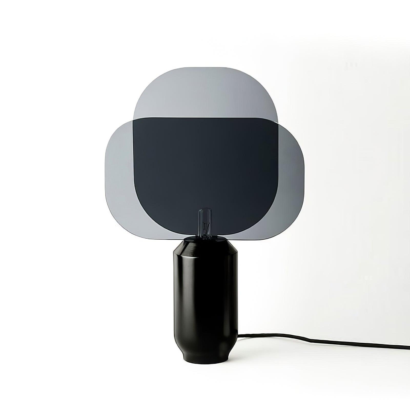 Bery Modern Table Lamp with Geometric Smoke Gray Acrylic Shade and Black Iron Base