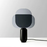 Bery Modern Table Lamp with Geometric Smoke Gray Acrylic Shade and Black Iron Base