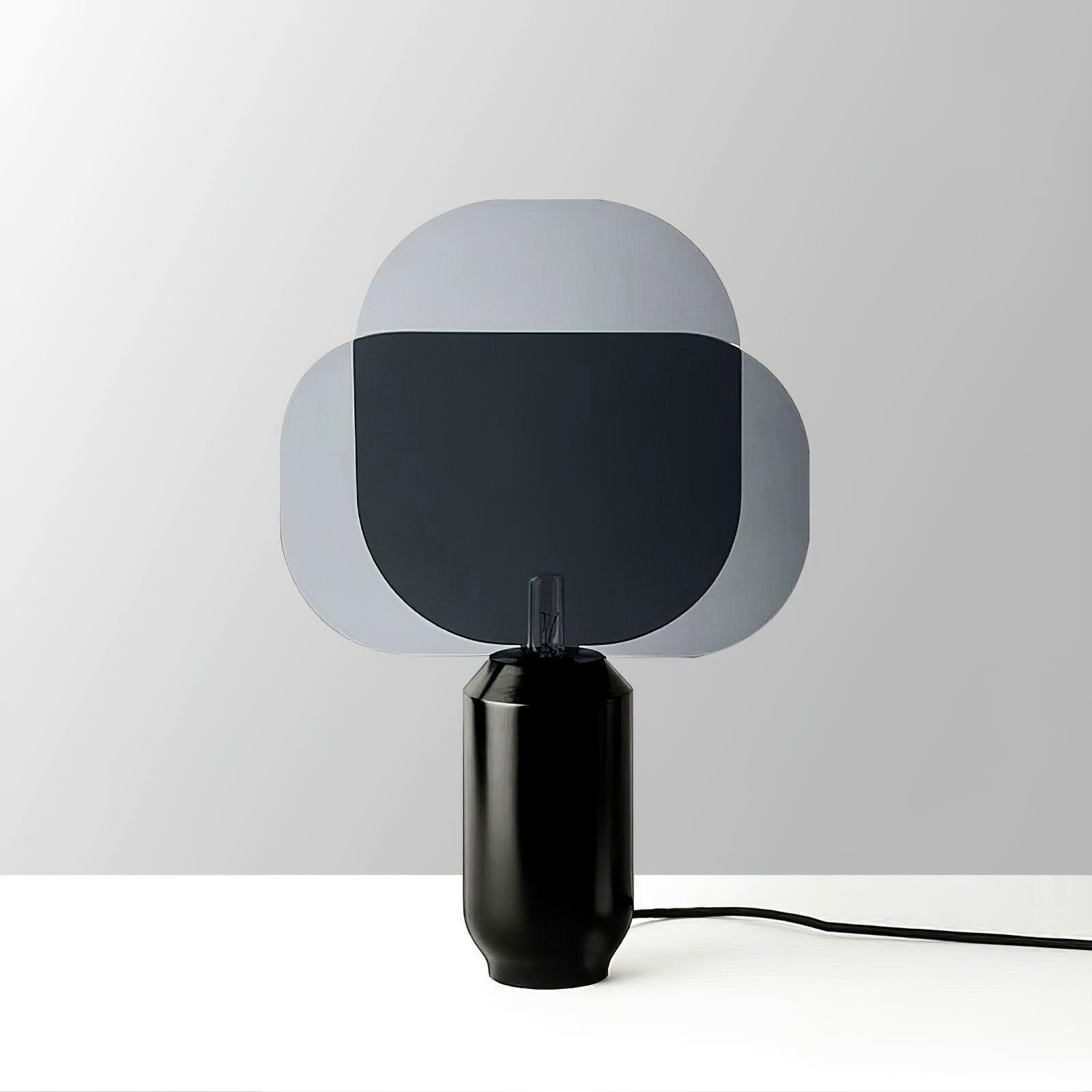 Bery Modern Table Lamp with Geometric Smoke Gray Acrylic Shade and Black Iron Base