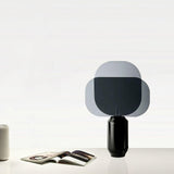 Bery Modern Table Lamp with Geometric Smoke Gray Acrylic Shade and Black Iron Base