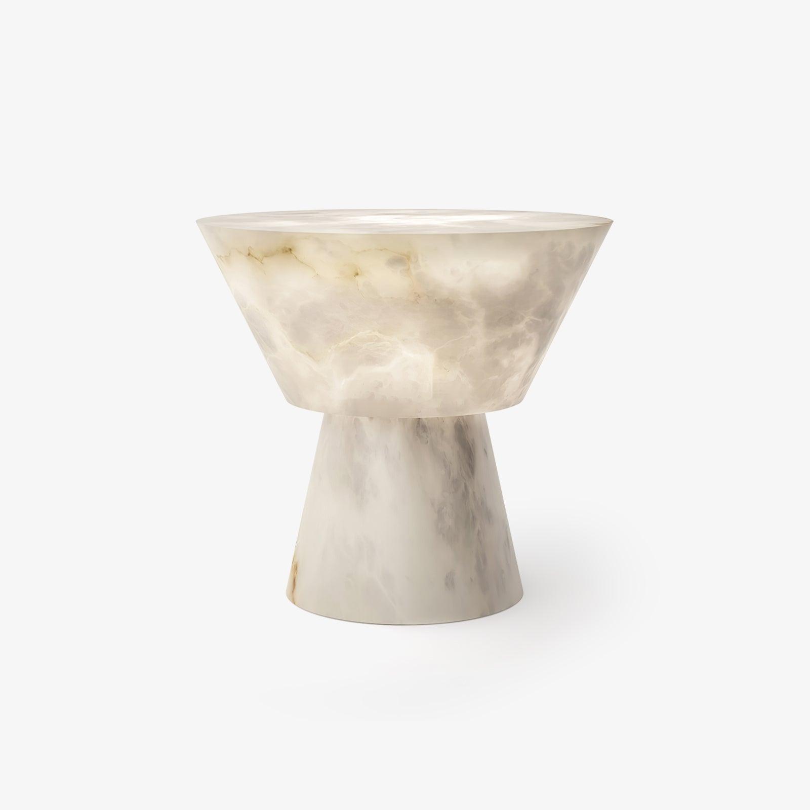 Beta White Marble Cone Table Lamp with Brass Detail for Elegant Ambient Light