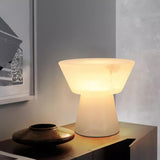 Beta White Marble Cone Table Lamp with Brass Detail for Elegant Ambient Light