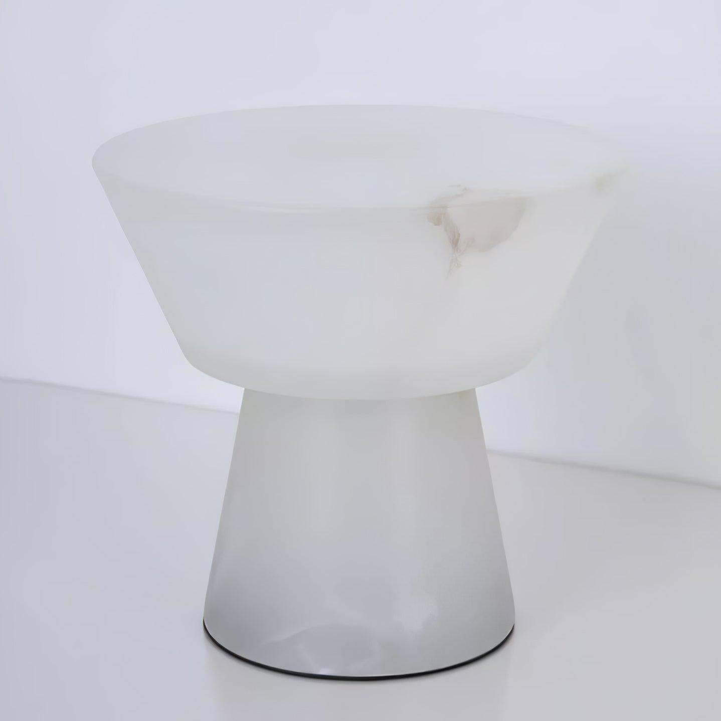 Beta White Marble Cone Table Lamp with Brass Detail for Elegant Ambient Light