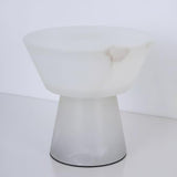 Beta White Marble Cone Table Lamp with Brass Detail for Elegant Ambient Light