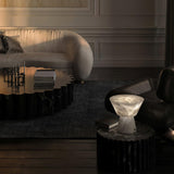 Beta White Marble Cone Table Lamp with Brass Detail for Elegant Ambient Light