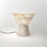 Beta White Marble Cone Table Lamp with Brass Detail for Elegant Ambient Light