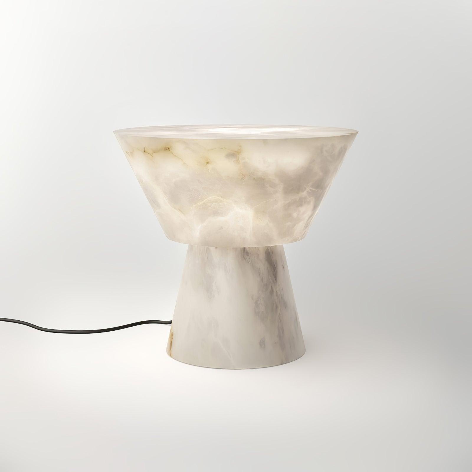 Beta White Marble Cone Table Lamp with Brass Detail for Elegant Ambient Light