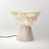 Beta White Marble Cone Table Lamp with Brass Detail for Elegant Ambient Light