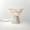 Beta White Marble Cone Table Lamp with Brass Detail for Elegant Ambient Light