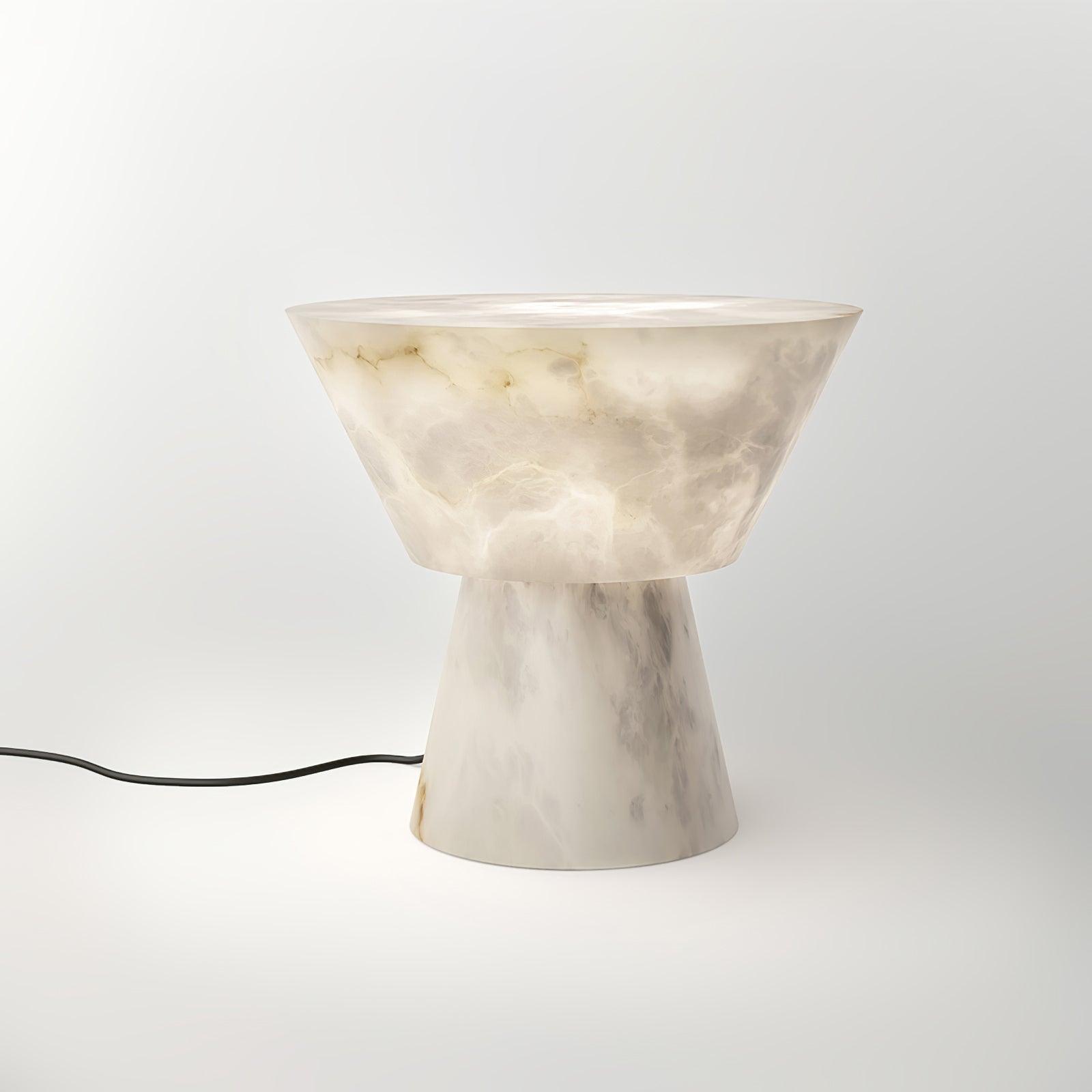 Beta White Marble Cone Table Lamp with Brass Detail for Elegant Ambient Light