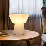Beta White Marble Cone Table Lamp with Brass Detail for Elegant Ambient Light