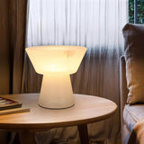 Beta White Marble Cone Table Lamp with Brass Detail for Elegant Ambient Light