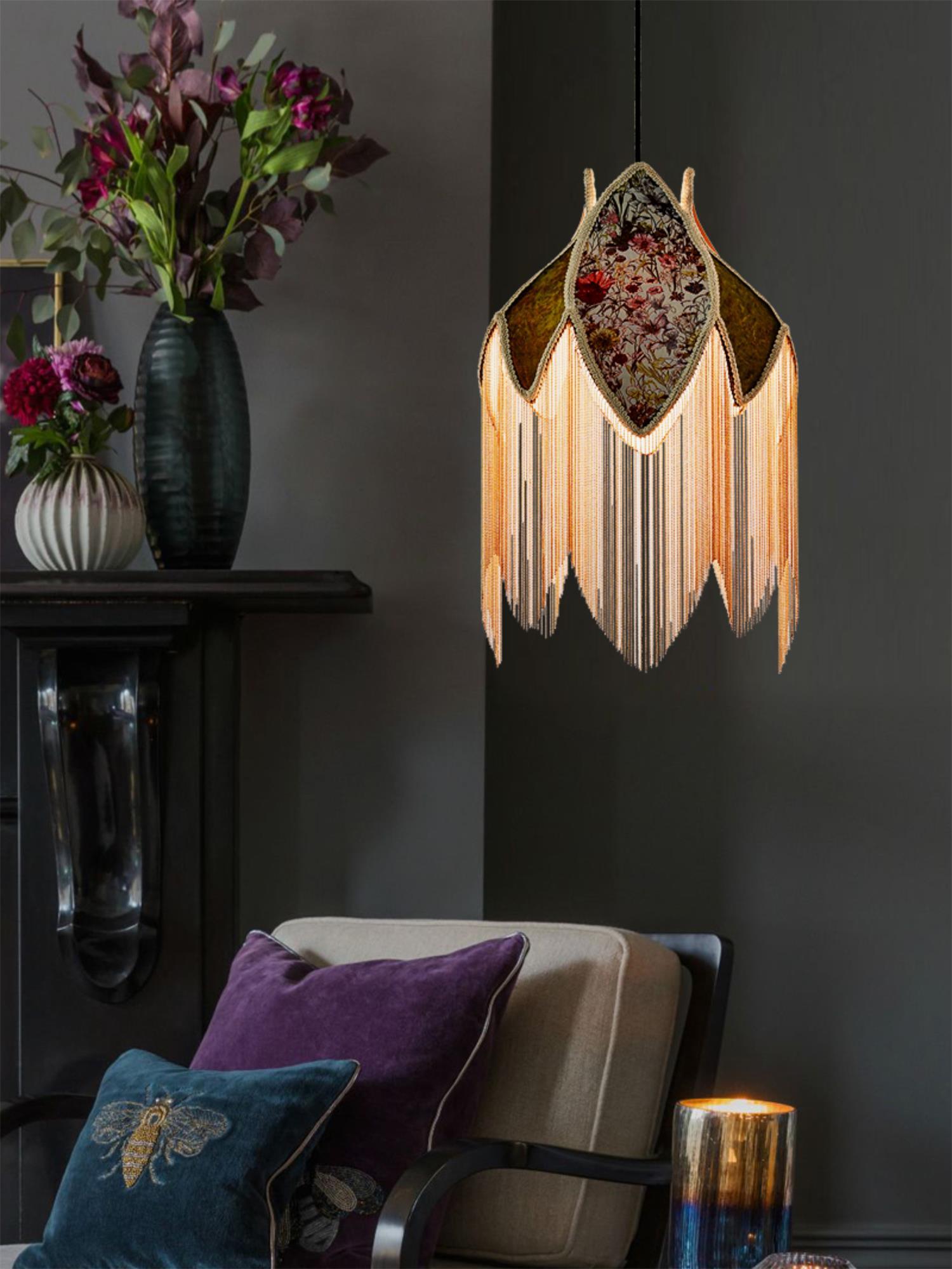 vintage-style-velvet-fringed-pendant-light-with-tassels-and-brass-details