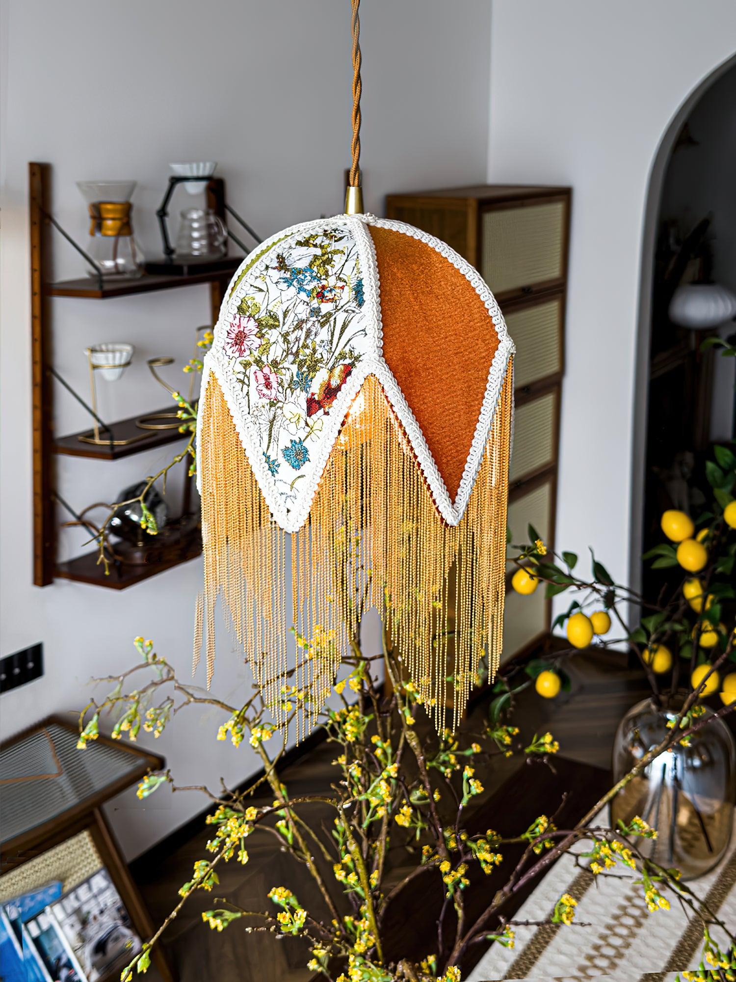 vintage-style-velvet-fringed-pendant-light-with-tassels-and-brass-details