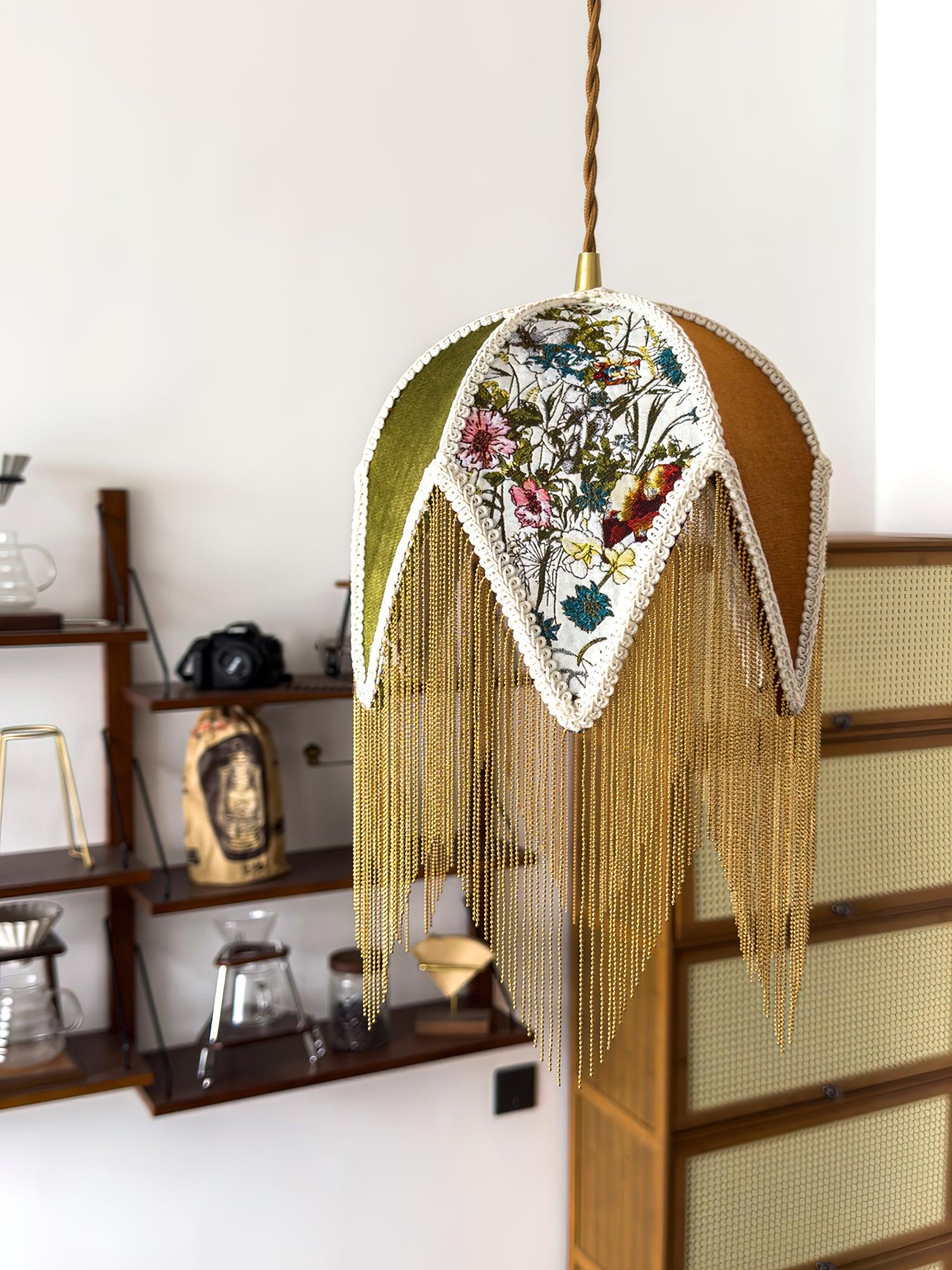 vintage-style-velvet-fringed-pendant-light-with-tassels-and-brass-details