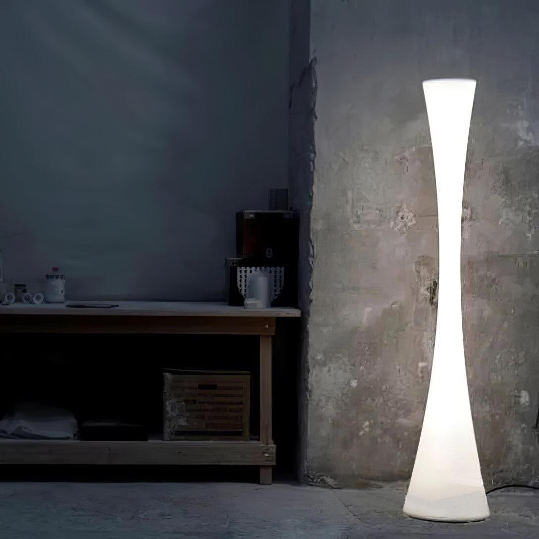 Modern Biconica Pol LED Standing Floor Lamp with Ambient Uplight in White Finish