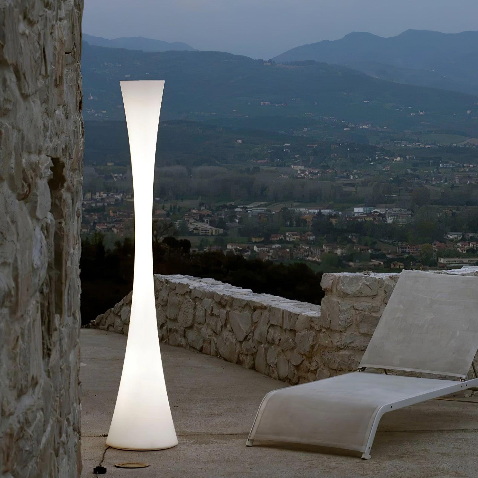 Modern Biconica Pol LED Standing Floor Lamp with Ambient Uplight in White Finish