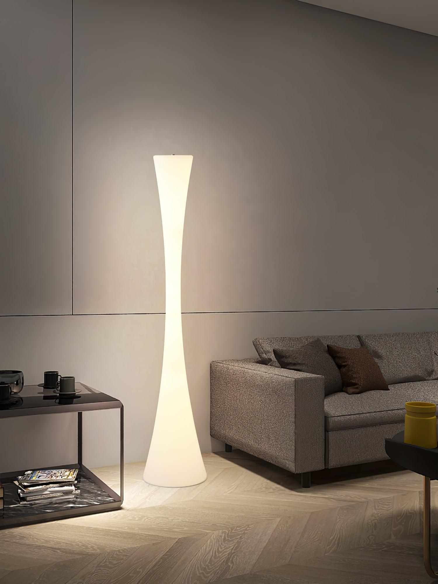 Modern Biconica Pol LED Standing Floor Lamp with Ambient Uplight in White Finish
