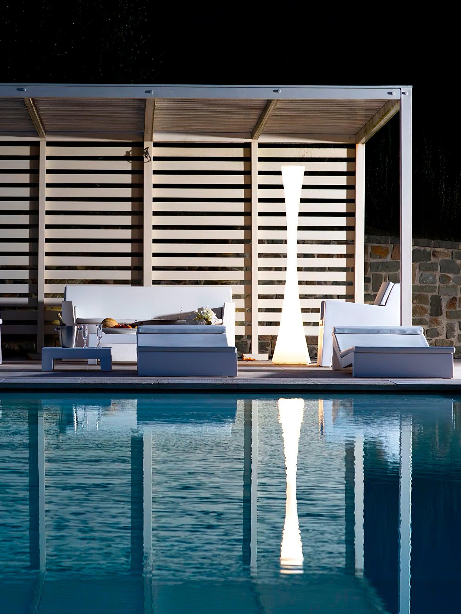 Modern Biconica Pol LED Standing Floor Lamp with Ambient Uplight in White Finish