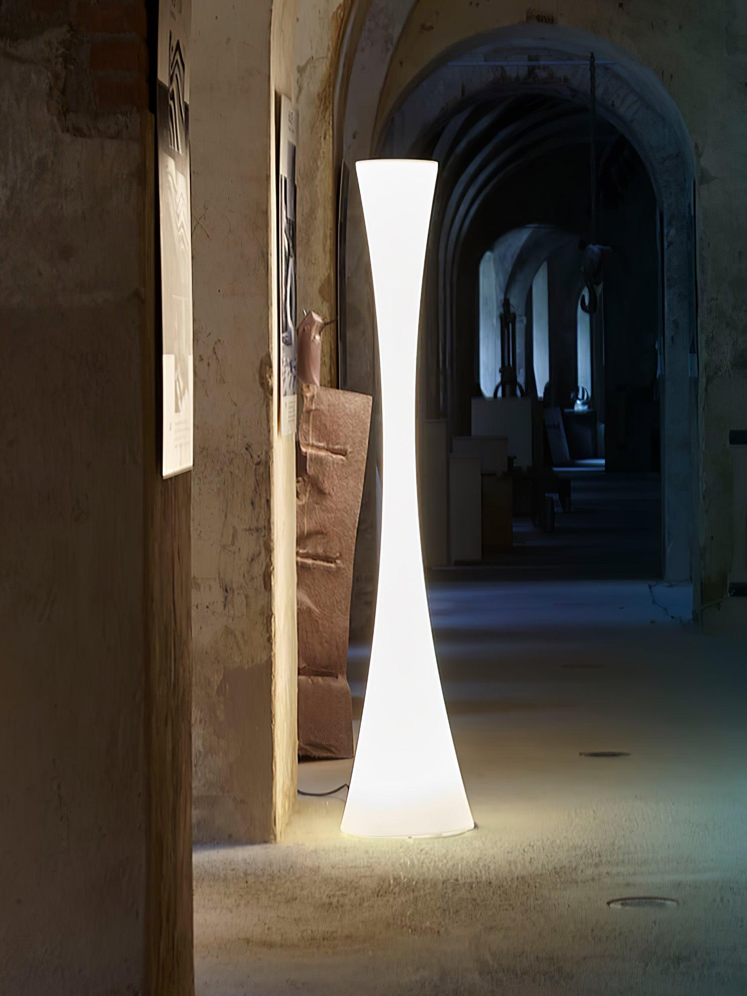 Modern Biconica Pol LED Standing Floor Lamp with Ambient Uplight in White Finish