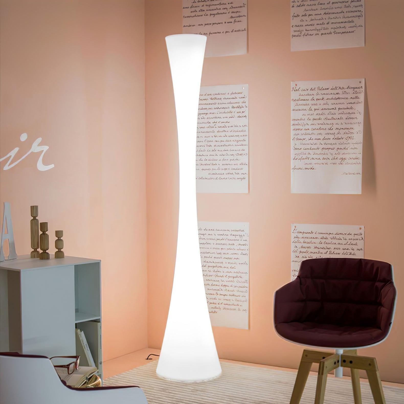 Modern Biconica Pol LED Standing Floor Lamp with Ambient Uplight in White Finish