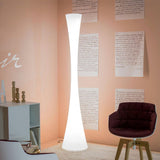 Modern Biconica Pol LED Standing Floor Lamp with Ambient Uplight in White Finish