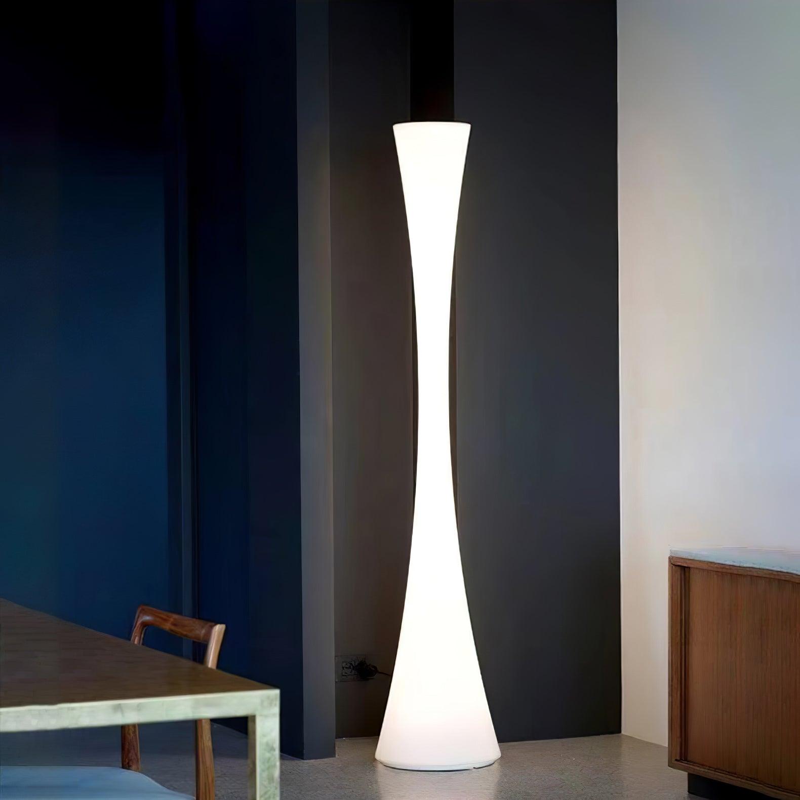 Modern Biconica Pol LED Standing Floor Lamp with Ambient Uplight in White Finish