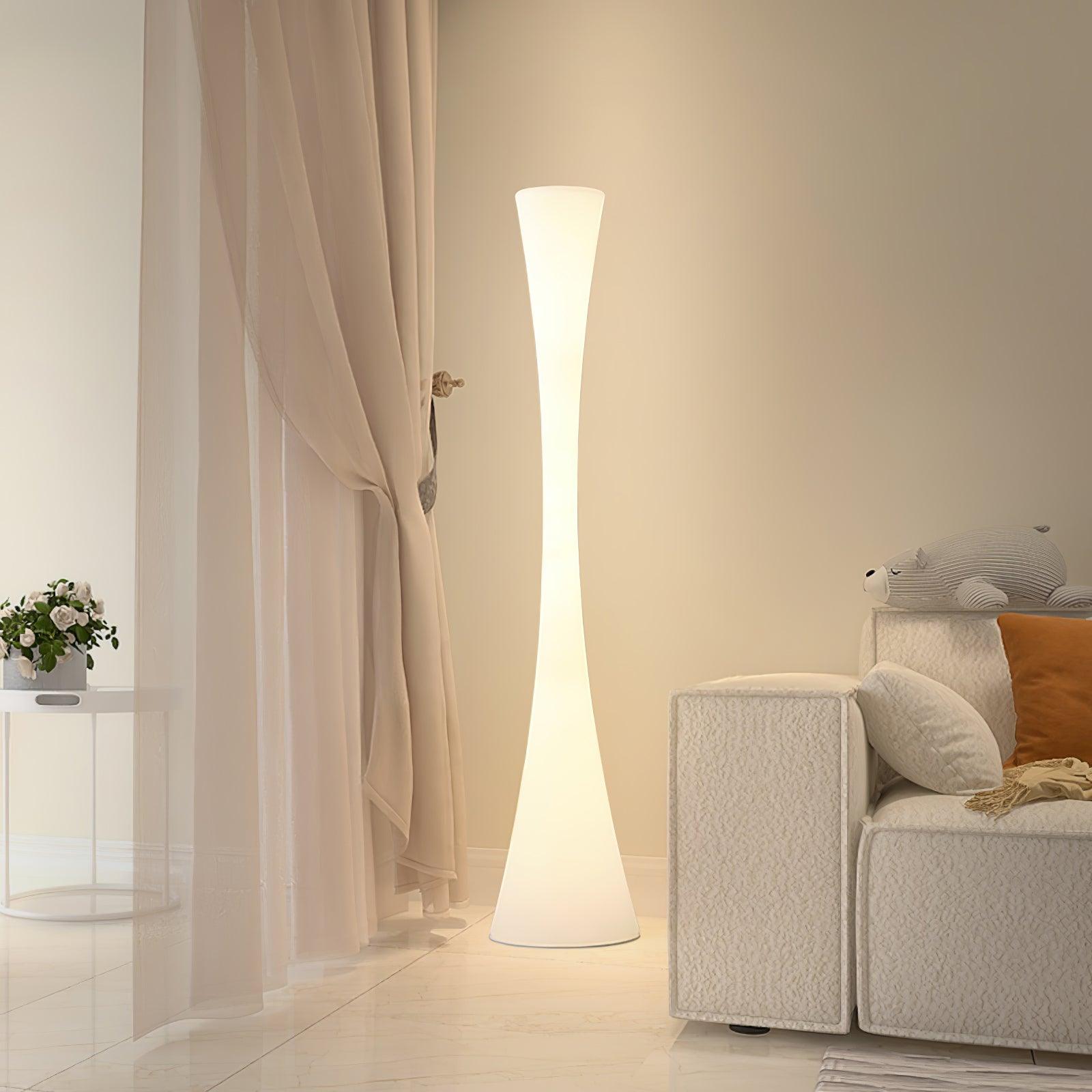 Modern Biconica Pol LED Standing Floor Lamp with Ambient Uplight in White Finish